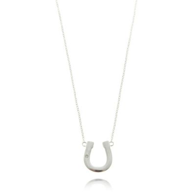Sterling silver horseshoe diamond necklace
